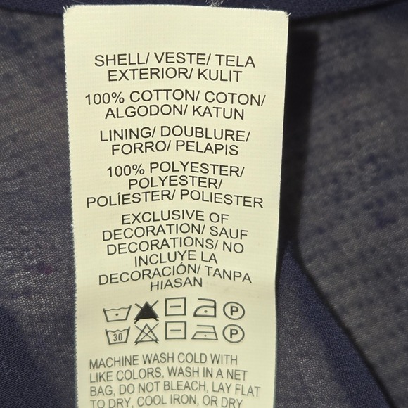 Lucky Brand Womens Small Plaid Split Back Layered Knit Top Navy Pink Cream S - Picture 10 of 10